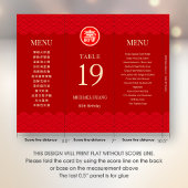 Tafelnummer met tweetalig Chinees langlevenmenu