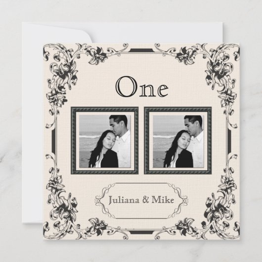 Tafelnummer met vintage ivoor en zwart foto (Voorkant)