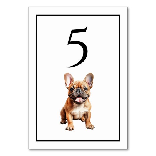 Tafelnummer met watercolor Franse Bulldog (Voorkant)