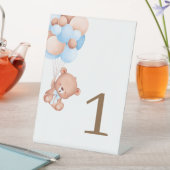 Tafelnummer met waterverftekening van teddybeer reclamebord met voetstuk (Insitu)