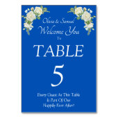 Tafelnummer - met welkomstbericht Cobalt Blue (Voorkant)