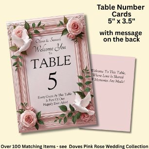 Tafelnummer - met welkomstbericht Dove Roses