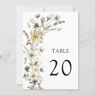 Tafelnummer met wilde bloemen