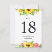 Tafelnummer met zonnebloem op witte achtergrond (Achterkant)