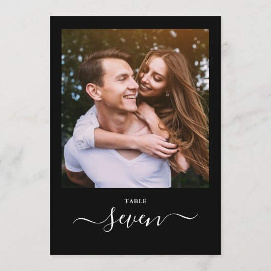 Tafelnummer met zwart-wit script foto (Achterkant)