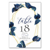 TAFELNUMMER | Modern diep indigo blauw en goud (Voorkant)