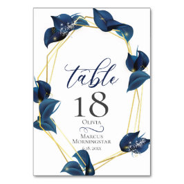 TAFELNUMMER | Moderne Diep Indigo Blauw en Goud