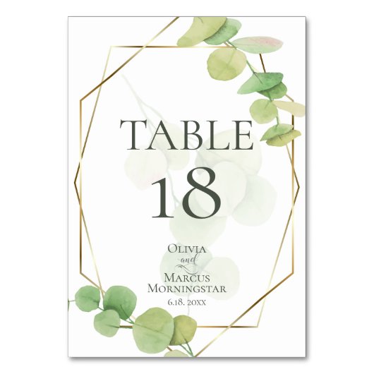 TAFELNUMMER | Moderne lente eucalyptus (Voorkant)