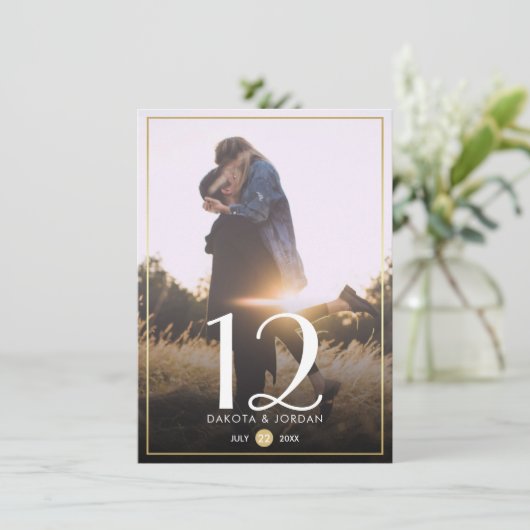 Tafelnummer | Moderne typografie & gouden foto (Staand voorkant)