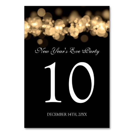 Tafelnummer Oudejaarsavond Party Gold Bokeh Light (Achterkant)