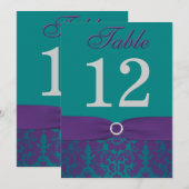 Tafelnummer | Paars, Turkoois Damast (Voorkant / Achterkant)