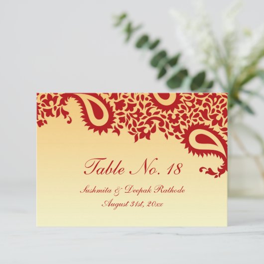 Tafelnummer Paisley Wedding Flat Kaart (Staand voorkant)