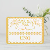 Tafelnummer Papel Picado Goud Feest Huwelijk (Staand voorkant)