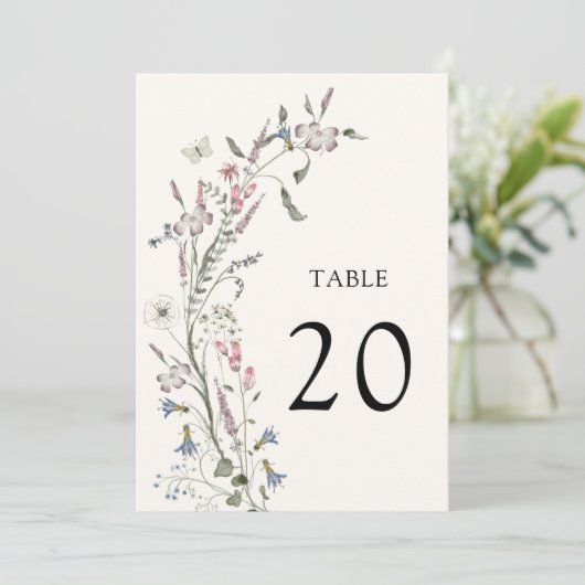 Tafelnummer Pastelkleurig Bloemmotief Bruiloft (Staand voorkant)