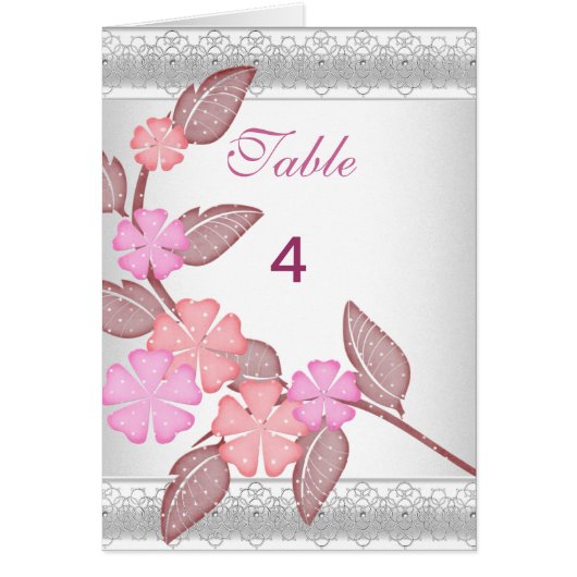 Tafelnummer plaatskaarten Roze bloemige notitie (Voorkant)