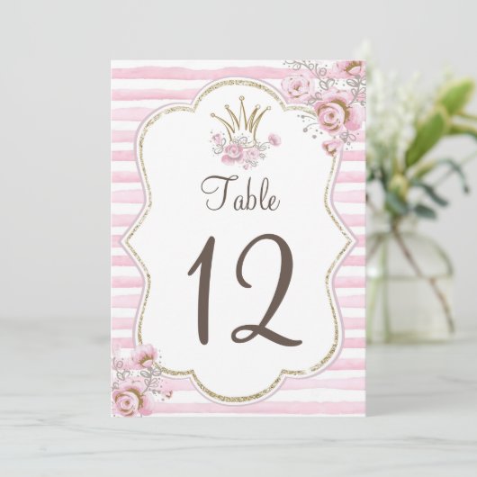 Tafelnummer prinses florroze goud (Staand voorkant)