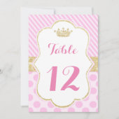 Tafelnummer prinses roze gouden glitter kroon (Voorkant)