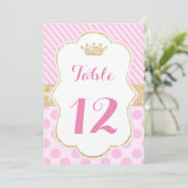 Tafelnummer prinses roze gouden glitter kroon (Staand voorkant)