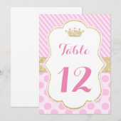 Tafelnummer prinses roze gouden glitter kroon (Voorkant / Achterkant)