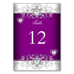 Tafelnummer Pruim Roze Bruiloft Zilver Diamant