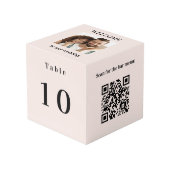 Tafelnummer QR code balk menu foto blush roze Kubus (Voorkant hoekig)