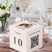 Tafelnummer QR code balk menu foto blush roze Kubus