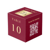 Tafelnummer QR code menu bordeaux business logo Kubus (Voorkant hoekig)