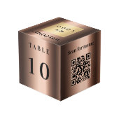 Tafelnummer QR code menu brons bedrijf logo Kubus (Achter hoekig)