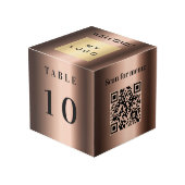Tafelnummer QR-code menu bronzen bedrijfslogo Kubus (Voorkant hoekig)