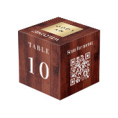 Tafelnummer QR-code menu hout bedrijf logo Kubus (Achter hoekig)