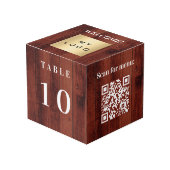 Tafelnummer QR-code menu hout bedrijf logo Kubus (Voorkant hoekig)