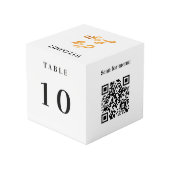 Tafelnummer QR-code menu wit bedrijfslogo Kubus (Achter hoekig)