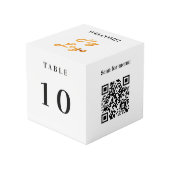 Tafelnummer QR-code menu wit bedrijfslogo Kubus (Voorkant hoekig)