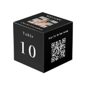 Tafelnummer QR codes 2 menu's foto zwart Kubus (Voorkant hoekig)