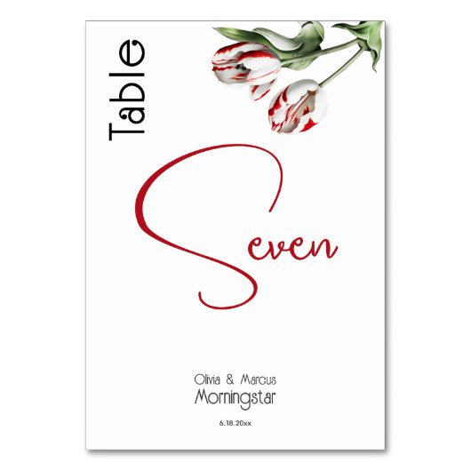 TAFELNUMMER | Rode en witte tulpen (Voorkant)