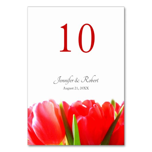 Tafelnummer rode tulpen (Achterkant)