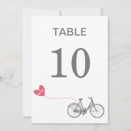 Tafelnummer romantische fiets met initialen