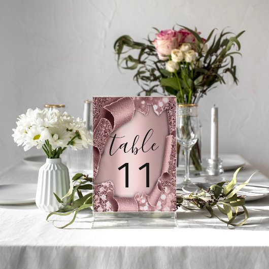 Tafelnummer Roos Glam Glitter 3D Weddenschap