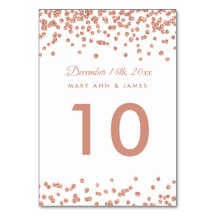 Tafelnummer Roos Gold Faux Glitter Confetti Wit