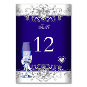 Tafelnummer Royal Blue Trouw Zilver Glas
