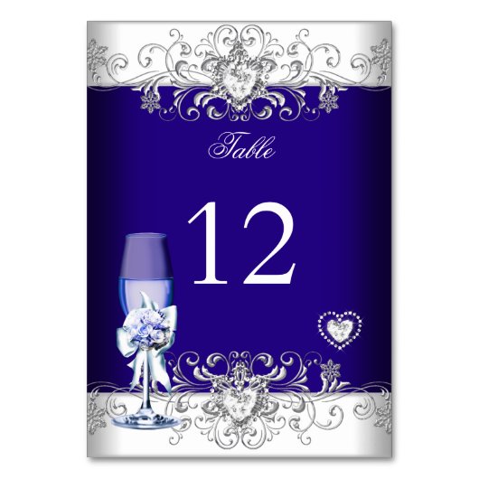 Tafelnummer Royal Blue Trouw Zilver Glas (Voorkant)