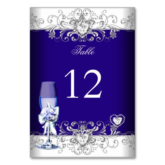 Tafelnummer Royal Blue Wedding Silver Glass (Achterkant)