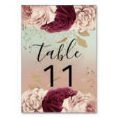 Tafelnummer Roze Florals Roos Gold Marsala Blue (Achterkant)