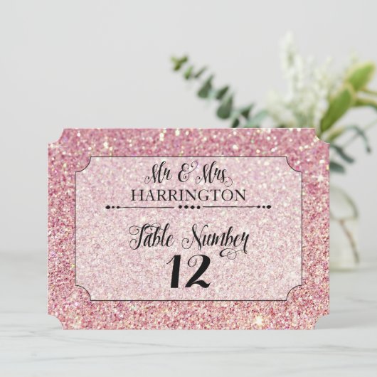 Tafelnummer Roze Glitter Mr. en mevrouw Modern Fab (Staand voorkant)