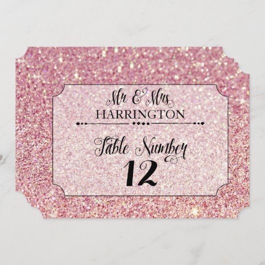 Tafelnummer Roze Glitter Mr. en mevrouw Modern Fab (Voorkant / Achterkant)