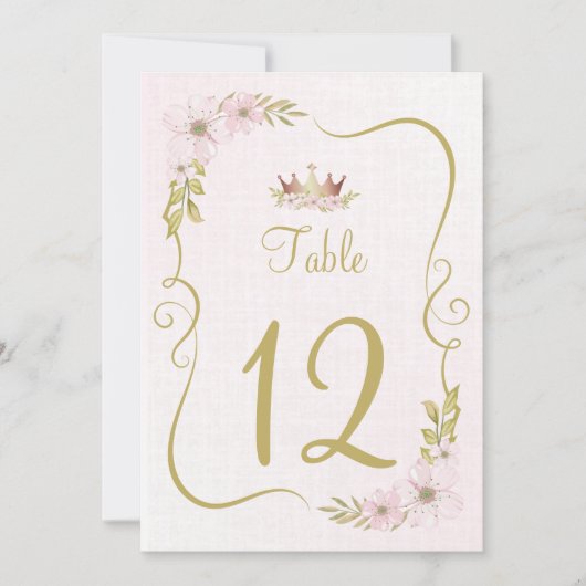 Tafelnummer roze prinses (Voorkant)