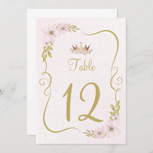 Tafelnummer roze prinses (Voorkant / Achterkant)