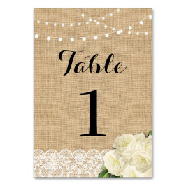 Tafelnummer Rustic Burlap Lace