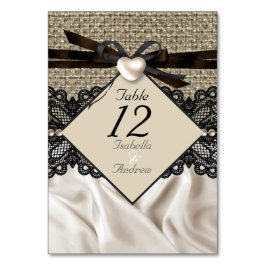 Tafelnummer Rustic Trouwdag Jute Kant Hart