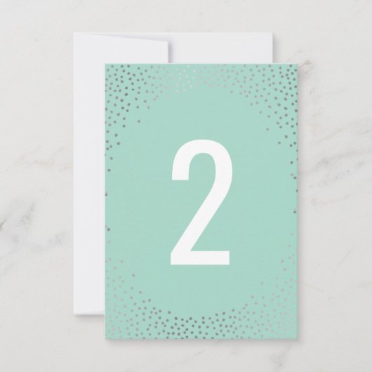 TAFELNUMMER rustieke mini confetti zilver mint (Voorkant)